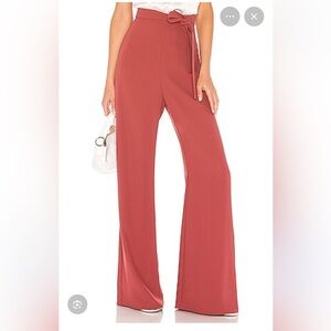 Amanda Uprichard Rust Red Wide-Leg Trousers